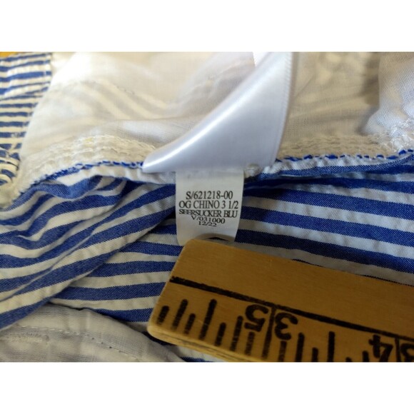 Old Navy OG Chino Womens Shorts Medium Seersucker Blue White Stripes Pockets Zip - Picture 8 of 16